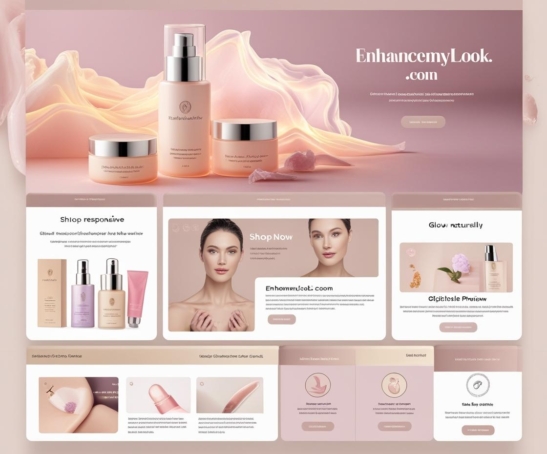 Skincare products with jade roller and rose petals arranged aesthetically on a marble surface by MediaMind DMC