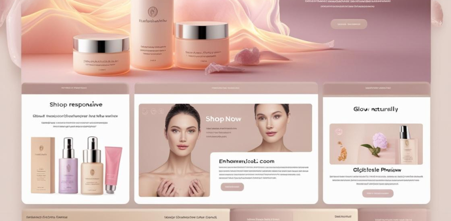 Skincare products with jade roller and rose petals arranged aesthetically on a marble surface by MediaMind DMC