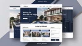Modern real estate website layout showing a luxury property with pool and multilingual interface by mediamind dmc